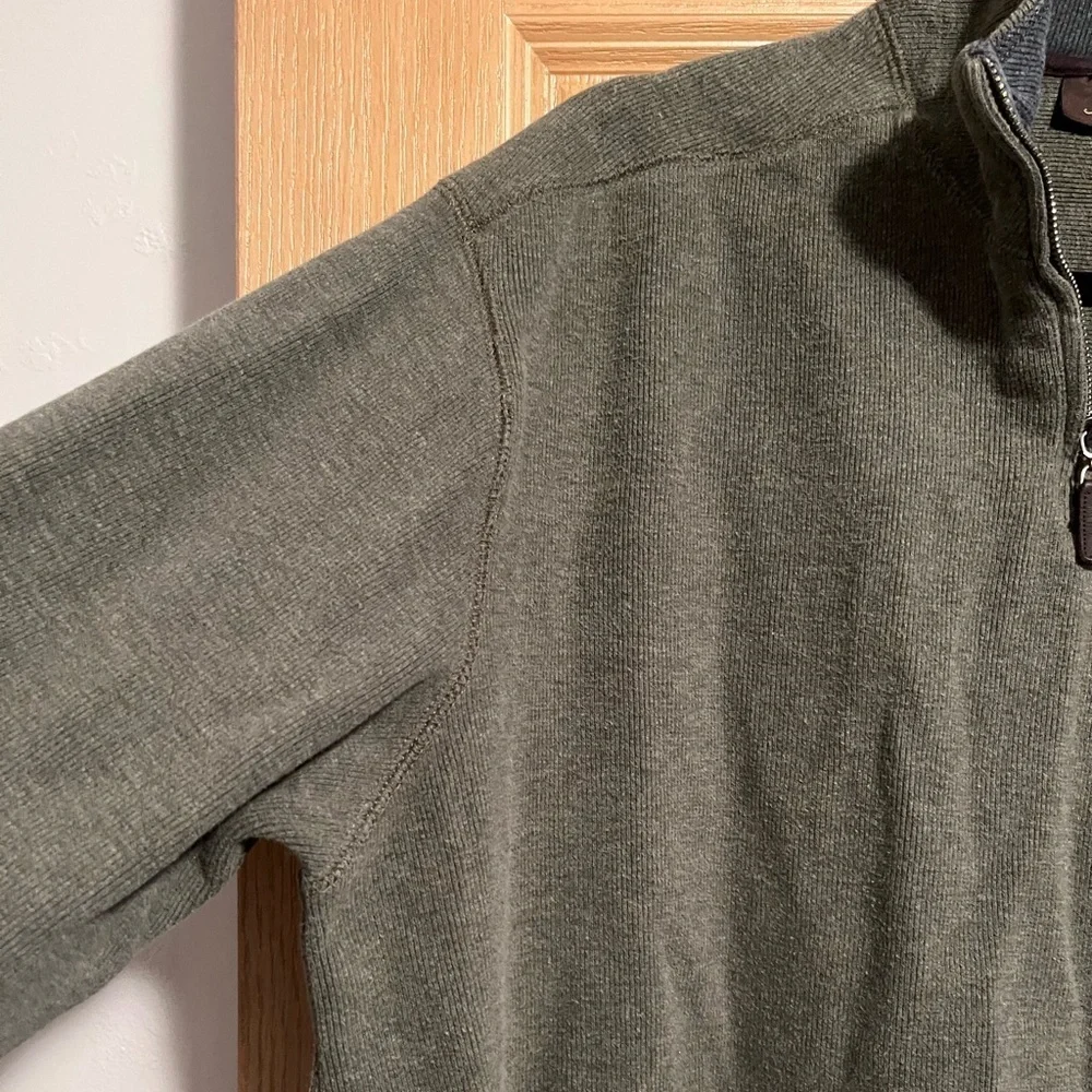 Tasso Elba Men's Green Quarter Zip 100% Cotton Long Sleeve Sweater